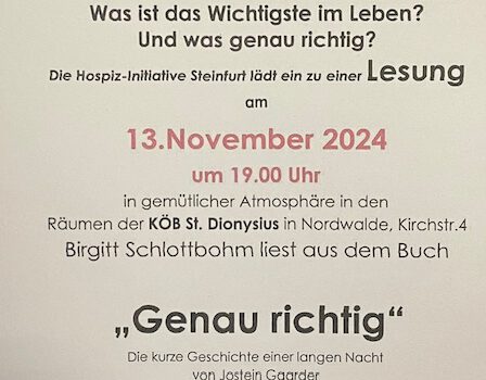 13.11.2024 Lesung der Hospiz-Initiative Steinfurt